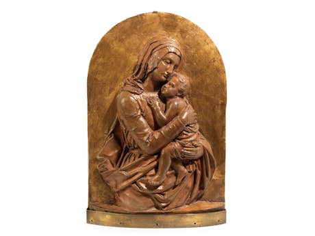 Terrakottahochrelief mit Darstellung der Maria mit dem Kind